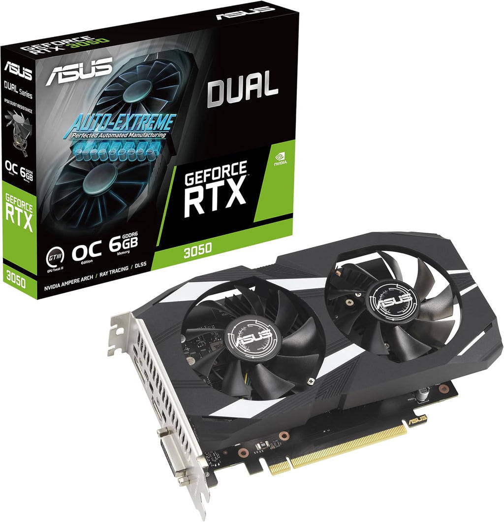 ASUS Dual NVIDIA GeForce RTX 3050 6GB GDDR6 OC Edition Gaming Graphics Card